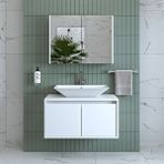 Roomart Banos Banyo Tm7.2 Mat Beyaz Mdf 85 Cm Banyo Dolabi + Aynali Banyo Ust Dolabi