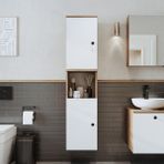 Roomart Banyo Dolabı Mat Mdf 150 X 35 Cm Banyo Boy Dolabı Atlantik Çam - Beyaz