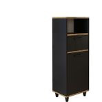 Roomart Çamaşır Sepetli Banyo Dolabı, Çok Amaçlı Çekmeceli Dolap 45 Cm Atlantik Çam Antrasit