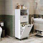 Roomart Çamaşır Sepetli Banyo Dolabı, Çok Amaçlı Çekmeceli Dolap 45 Cm Beyaz