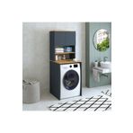 ROOMART Cd10 Çamaşır-kurutma Makinesi Dolabı 3 Raflı 2 Kapaklı Banyo Dolabı Mat Antrasit-ahşap 1713