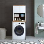 Roomart Cd9 Çamaşır Makinesi Dolabı 3 Raflı 2 Kapaklı Banyo Dolab Atlantik Çam - Beyaz