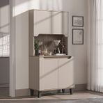 Roomart Defne Kahve Köşesi, Çok Amaçlı Dolap, 4 Kapaklı Kiler Dolabı, Mutfak Dolabı 90 cm - Atlantik Çam - Kumtaşı