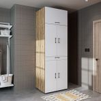 Roomart Dora Banyo Dolabı Kapaklı Çamaşır ve Kurutma Makinesi Dolabı 70X230 cm - Atlantik Çam - Beyaz