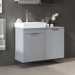 Roomart Dubai Kapaklı Ve Sepetli 92.2 Cm Mdflam Banyo Dolabı, Lavabolu Banyo Alt Dolabı Kül Gri Beyaz