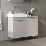 Roomart Dubai Kapaklı Ve Sepetli 92.2 Cm Mdflam Banyo Dolabı, Lavabolu Banyo Alt Dolabı Kumtaşi Beyaz