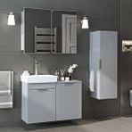 Roomart Dubai Mdflam Sepetli Banyo Dolabı Seti, Lavabolu Alt Dolap + Aynalı Banyo Üst Dolabı + Boy Dolabı Beyaz