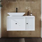 Roomart Gusto Ayaksız Lavabolu Mdf 90 Cm Çekmeceli Banyo Dolabı Beyaz
