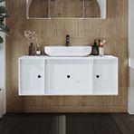 Roomart Gusto Ayaksız Oval Lavabolu Mdf 120 Cm Çekmeceli Banyo Dolabı Beyaz