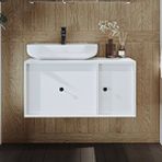 Roomart Gusto Ayaksız Oval Lavabolu Mdf 90 Cm Çekmeceli Banyo Dolabı Beyaz