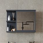 Roomart Kulpsuz Tek Kapaklı Mat Suntalam 60 cm Aynalı Banyo Üst Dolabı - Antrasit