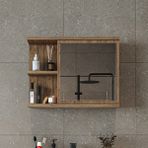 Roomart Kulpsuz Tek Kapaklı Mat Suntalam 60 cm Aynalı Banyo Üst Dolabı - Atlantik Çam