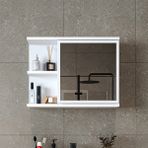 Roomart Kulpsuz Tek Kapaklı Mat Suntalam 60 cm Aynalı Banyo Üst Dolabı - Beyaz