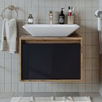 Roomart Lavabolu 65 cm Ahşap Antrasit Asma Banyo Dolabı
