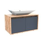 Roomart Lavabolu 85 cm Ahşap Antrasit Asma Banyo Dolabı