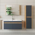 Roomart 'lavabolu' Atlantik - Antrasit Mdf 100 Cm Banyo Dolabı Atlantik Çam - Antrasit