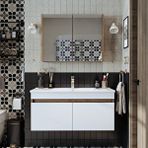 Roomart '' Lavabolu '' Atlantik-beyaz Mat Mdf 100 Cm Banyo Alt Dolap + Aynalı Üst Dolap Çok Renkli