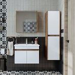 Roomart '' Lavabolu '' Atlantik-beyaz Mat Mdf 65 Cm Banyo Alt Dolap + Aynalı Üst Dolap + Boy Dolap Çok Renkli