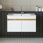 Roomart '' Lavabolu '' Atlantik-beyaz Mdf 85cm Banyo Alt Dolabı Atlantik Çam - Beyaz
