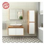 Roomart Lavabolu Boy Dolaplı 85 Cm Banyo Dolap Takımı - Ahşap Mat Beyaz Atlantik Çam-Mat Beyaz