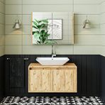 Roomart Lavabolu Mat Ahşap Mdf 85 Cm Banyo Dolabı + Aynalı Banyo Üst Dolabı