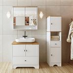 Roomart Lavabolu Mat Beyaz Mdf 80 Cm Çekmeceli Banyo Dolabı + Aynalı Üst Dolabı + Boy Dolabı