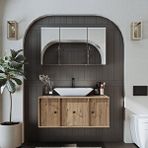 Roomart Lavabolu Mat Mdf 105 Cm Çekmeceli Banyo Dolabı + Aynalı Üst Dolabı Atlantik Çam