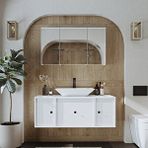Roomart Lavabolu Mat Mdf 120 Cm Çekmeceli Banyo Dolabı + Aynalı Üst Dolabı Beyaz