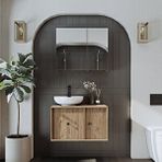 Roomart Lavabolu Mat Mdf 75 Cm Çekmeceli Banyo Dolabı + Aynalı Üst Dolabı Atlantik Çam