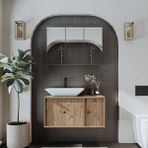 Roomart Lavabolu Mat Mdf 90 Cm Çekmeceli Banyo Dolabı + Aynalı Üst Dolabı Atlantik Çam