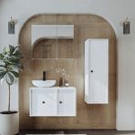 Roomart Lavabolu Mdf 75 cm Çekmeceli Gusto Banyo Dolabı + Aynalı Üst Dolabı + Boy Dolabı - Beyaz