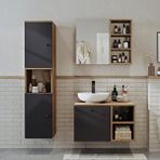 Roomart Lavabolu Mdf 75 Cm Lotus Çekmeceli Banyo Dolabı - Aynalı Üst Dolabı ve Banyo Boy Dolabı Çam