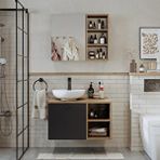 Roomart Lavabolu Mdf 75 Cm Lotus Çekmeceli Banyo Dolabı ve Aynalı Üst Dolabı Çam
