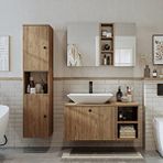 Roomart Lavabolu Mdf 95 Cm Lotus Çekmeceli Banyo Dolabı ve Aynalı Üst Dolabı ve Banyo Boy Dolabı Beyaz