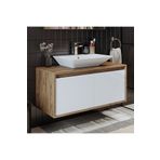 Roomart Ld7 Ayaksiz 2 Kapakli Lavabolu Ahsap-Mat Beyaz Mdf 100 Cm Banyo Dolabi