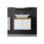 Roomart Ld7 Ayaksiz 2 Kapakli Lavabolu Ahsap-Mat Beyaz Mdf 65 Cm Banyo Dolabi