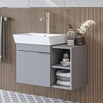 Roomart Likya Ayaksız Tek Kapaklı Açık Raflı Lavabolu 72 Cm Banyo Dolabı Alt, Lavabolu Alt Banyo Dolabı Kül Gri