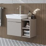 Roomart Likya Ayaksız Tek Kapaklı Açık Raflı Lavabolu 72 Cm Banyo Dolabı Alt, Lavabolu Alt Banyo Dolabı Kumtaşi Beyaz