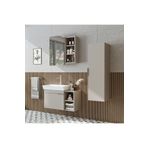 ROOMART Likya Kapaklı Açık Raflı Mdflam Lavabolu 82 Cm Banyo Alt Dolabı +Banyo Üst Dolabı + Banyo Boy Dolabı