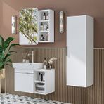 Roomart Likya Kapaklı Ve Açık Raflı Mdflam Lavabolu 72 Cm Banyo Alt Dolabı + Üst Dolabı + Banyo Boy Dolabı Beyaz