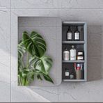 Roomart Likya Kulpsuz Tek Kapaklı Açık Raflı Aynalı Mdflam 70 Cm Aynalı Banyo Üst Dolabı Kül Gri
