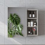 Roomart Likya Kulpsuz Tek Kapaklı Açık Raflı Aynalı Mdflam 70 cm Aynalı Banyo Üst Dolabı - Kum Taşı