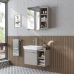 Roomart Likya Mdflam Lavabolu Banyo Dolabı Takımı, 72 cm Lavabolu Banyo Alt Dolabı + Üst Dolabı - Kum Taşı