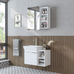Roomart Likya Mdflam Lavabolu Banyo Dolabı Takımı, 72 cm Lavabolu Banyo Alt Dolabı + Üst Dolabı - Mat Beyaz