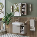 Roomart Likya Mdflam Lavabolu Banyo Dolabı Takımı, Tek Kapaklı 72 Cm Lavabolu Banyo Alt Dolabı + Üst Dolabı Kumtaşi Beyaz