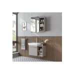 ROOMART Likya Mdflam Lavabolu Banyo Dolabı Takımı, Tek Kapaklı 72 Cm Lavabolu Banyo Alt Dolabı + Üst Dolabı