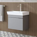 Roomart Likya Tek Kapaklı Lavabolu 59 Cm Banyo Dolabı Alt, Lavabolu Banyo Alt Dolabı Kül Gri