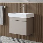Roomart Likya Tek Kapaklı Lavabolu 59 Cm Banyo Dolabı Alt, Lavabolu Banyo Alt Dolabı Kumtaşi Beyaz