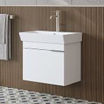 Roomart Likya Tek Kapaklı Lavabolu 59 Cm Banyo Dolabı Alt, Lavabolu Banyo Alt Dolabı Mat Beyaz