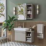 Roomart Likya Tek Kapaklı Lavabolu 82 Cm Banyo Alt Dolabı + Üst Dolabı, Lavabolu Mdflam Banyo Dolabı Takımı Kumtaşi Beyaz